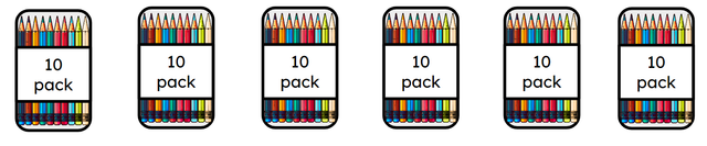There are 6 packs of pencils. Each holds 10 pencils. Select the correct multiplication expression which represents this.