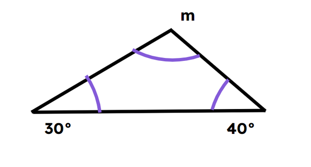 The triangle is not to scale. The missing angle labelled m is <span class="blank">______</span>°