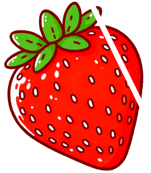 Laura was asked to cut the strawberry in half. She has made a mistake. Which statement describes her mistake?
