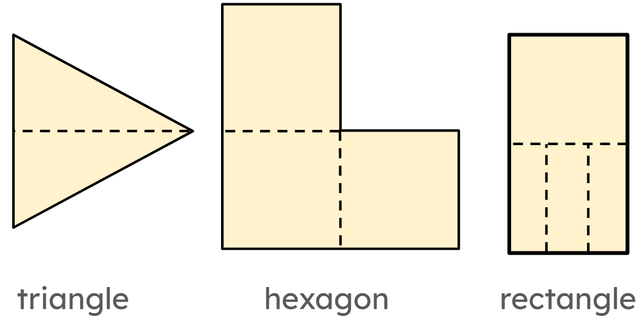 These whole shapes have been divided into parts. Match the shape with the number of parts.
