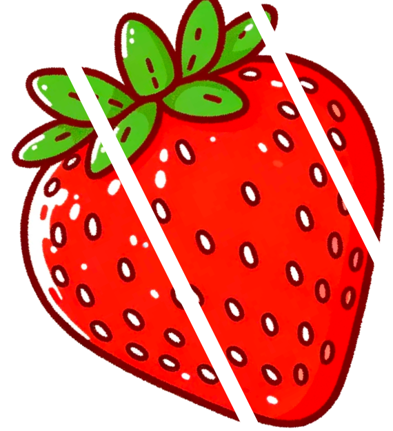 Laura was asked to cut the strawberry in half. She has made a mistake. Which statement describes her mistake?