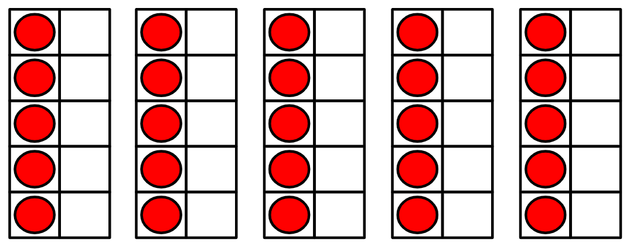 Skip count in 5s to count the counters. There are <span class="blank">______</span> counters.