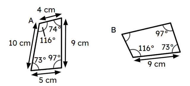 Some Oak pupils discuss whether shapes A and B are congruent or similar. Who is correct?