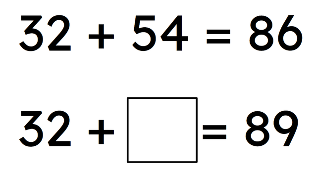 Without using a written method, calculate the unknown value in the pair of equations shown.