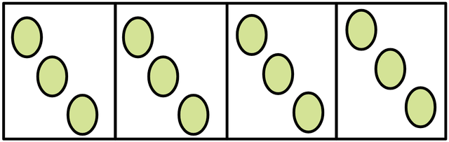 Look at this model. What is <Math> \frac{1}{4} </Math> of 12? <span class="blank">______</span>