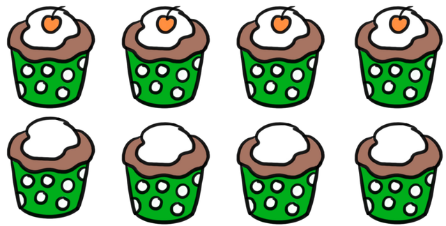 __________ of the cakes have a cherry.