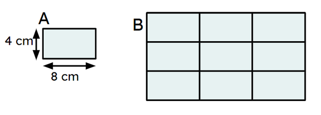 Rectangle A has been enlarged to create rectangle B. Select the correct statements.