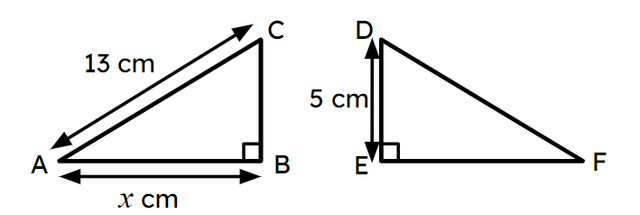 Triangle ABC and triangle DEF are congruent and AB > BC. The length of the side <Math>x</Math> is <span class="blank">______</span> cm.