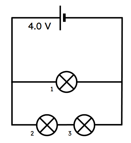 All of the lamps in the circuit shown are identical. What is the voltage across lamp 3?