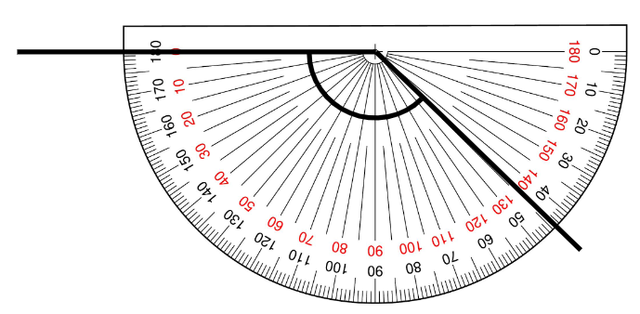 What is the size of the marked angle?