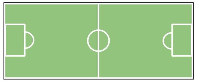 Which 2D shapes can you see on this football pitch?