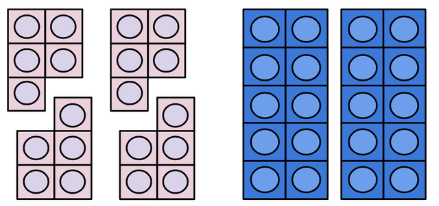 Use the image to fill in the gap in this equation: 4 × 5 = <span class="blank">______</span> × 10