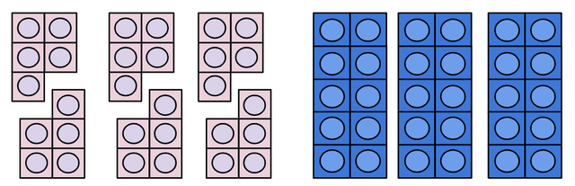 Use the image to fill in the gap in the equation: 6 × 5 = <span class="blank">______</span> × 10
