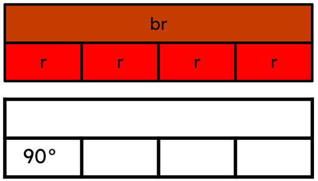 Use this model to solve the problem. Each angle in a rectangle measures 90° What is the total of all angles in the rectangle? <span class="blank">______</span>°