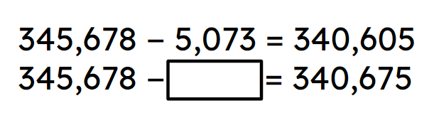 Look at the pair of equations below and use the complete one to help find the missing number in the second.