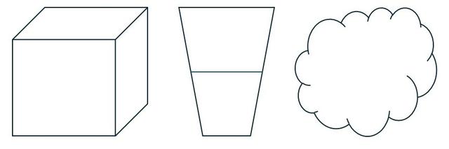 In which state does water have a fixed shape except when a force is applied to it?