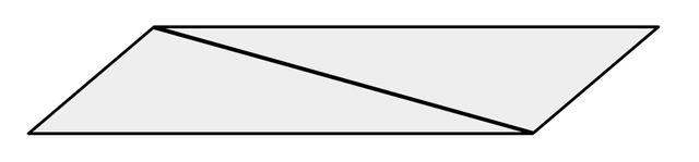 This parallelogram has been decomposed into two congruent triangles. What type of triangle is each part?