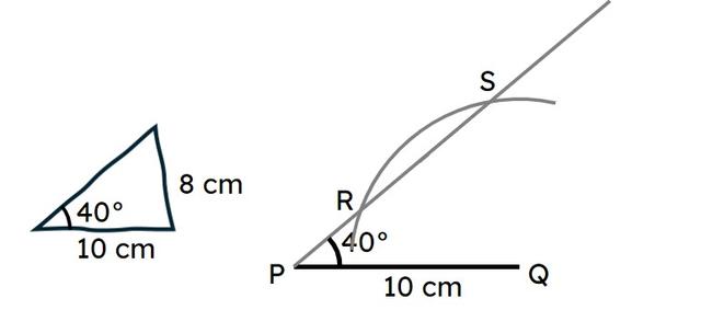 Alex makes an accurate drawing of the triangle in the sketch. Which point should Alex join Q to?