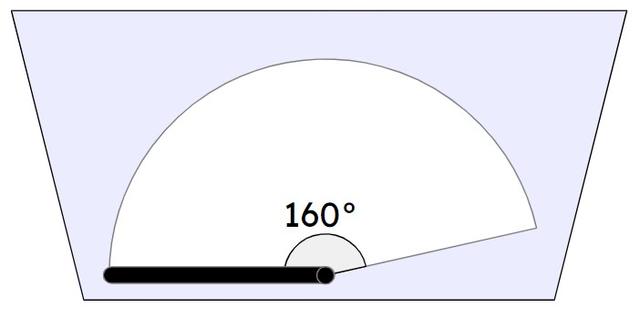 A rear windscreen wiper cleans only part of the glass. The wiper blade is 24 cm long and pivots 160° from the horizontal. The area of the window that is cleaned by the blade is <span class="blank">______</span>π cm².
