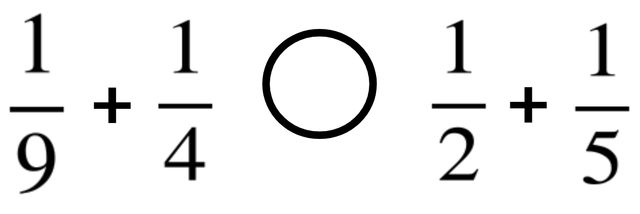 Tick the correct symbol to compare these expressions.