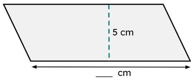 If the parallelogram has an area of 60 cm², what is the missing base? <span class="blank">______</span> cm.