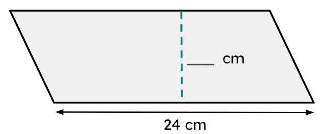 If the parallelogram has an area of 240 cm², what is the missing perpendicular height? <span class="blank">______</span> cm.