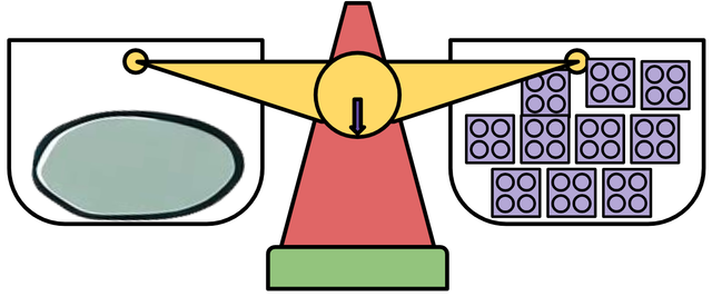 The pebble is as heavy as <span class="blank">______</span> blocks.
