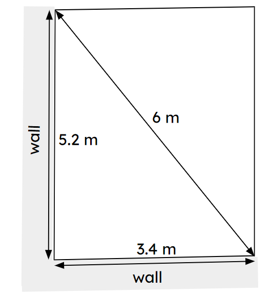 Here is a plan view of a room. There are two external walls; are they perpendicular?