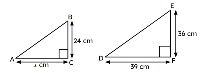 Triangle ABC and triangle DEF are similar. What is the length of side <Math>x</Math>?