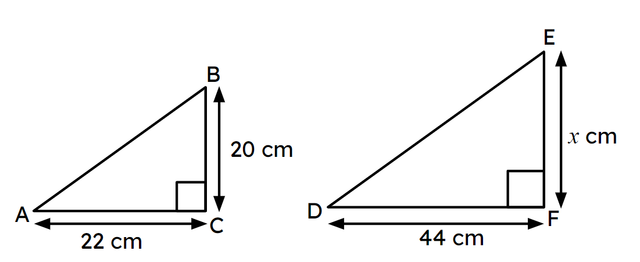Triangle ABC and triangle DEF are similar. What is the length of side <Math>x</Math>?