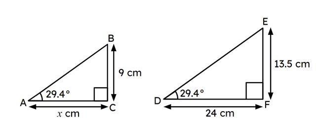 Triangle ABC and triangle DEF are similar. What is the length of <Math>x</Math>?