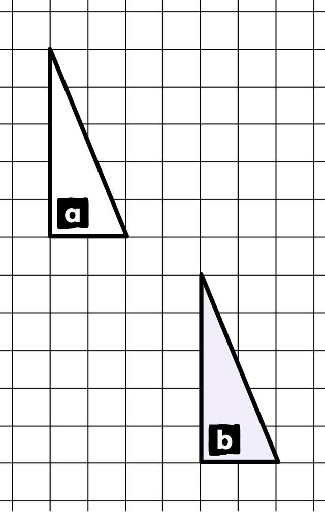Shape 'a' has been transformed to shape 'b' by a translation of...