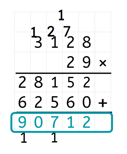 Look at the long multiplication below. The highlighted number is known as the <span class="blank">______</span>.