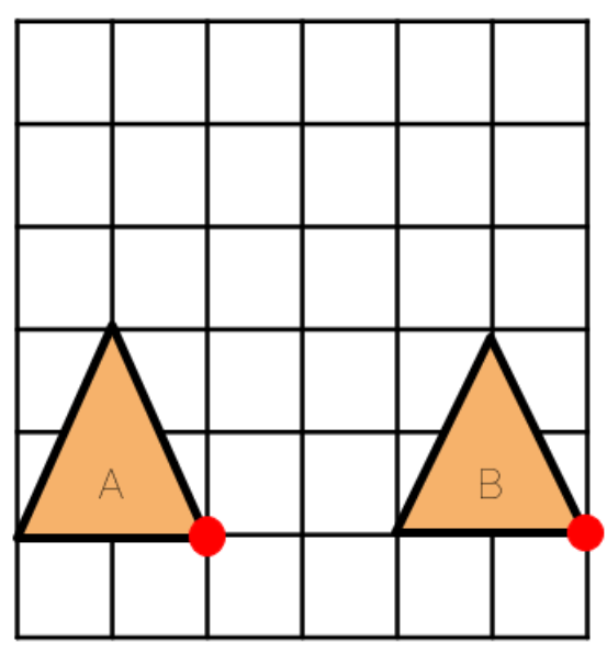 Complete the description. The polygon has been translated <span class="blank">______</span> squares right from A to B.