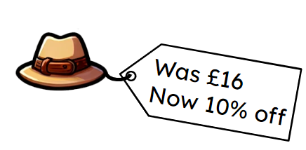 What is the new price of the hat? £<span class="blank">______</span>